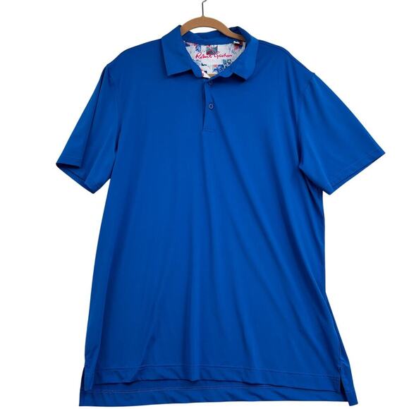 Robert Graham Polo Shirt Mens Size XL Blue Stretch Knit Classic Fit Short Sleeve - Picture 1 of 11